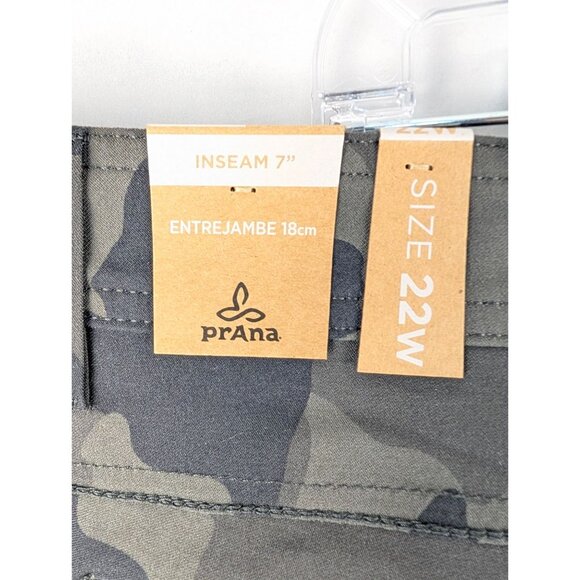 Prana Shorts Womens 22W Charcoal Camo Halle Short Plus II NWT - Picture 5 of 6